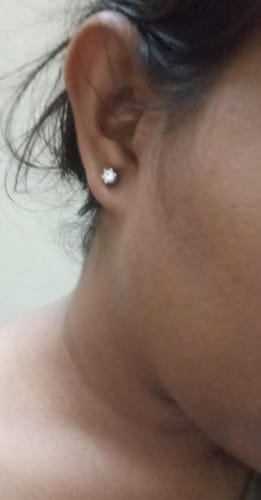 Customer photo review of Silver Zircon Bubble Stud Earrings