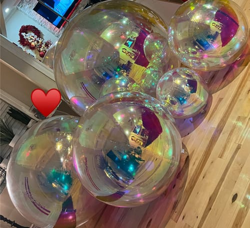 Customer photo review of Rainbow Color Inflatable Mirror Ball Reusable Big Bubble Balloon
