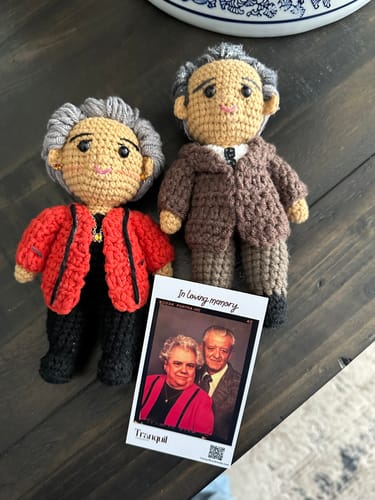 Customer photo review of Tranquil - Personalized Couple Crochet Dolls with Photo Card