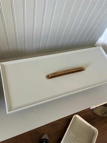 Customer photo review of Brass Antique Round Drawer Pulls with Backplate