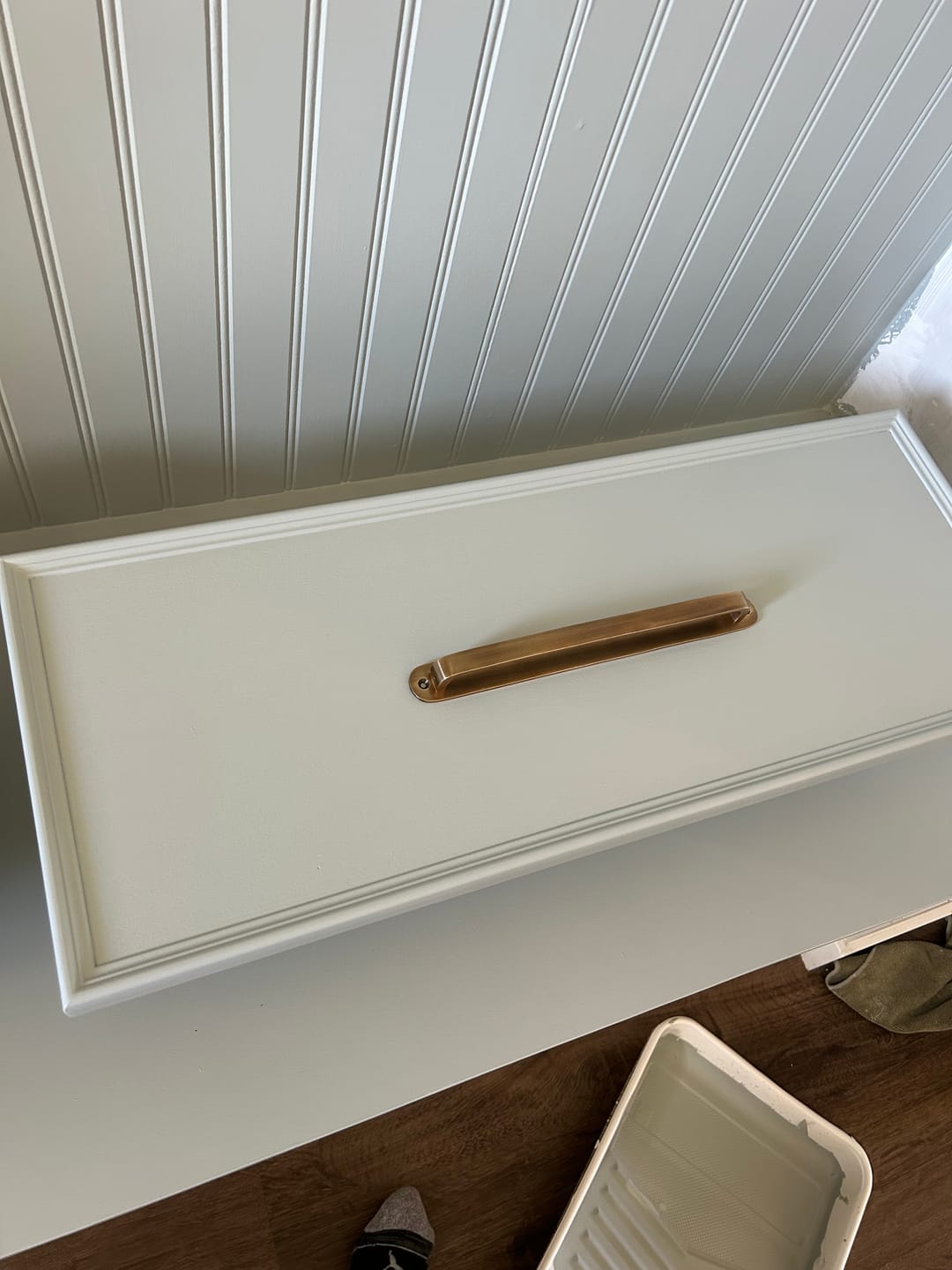 Customer photo review of Brass Antique Round Drawer Pulls with Backplate