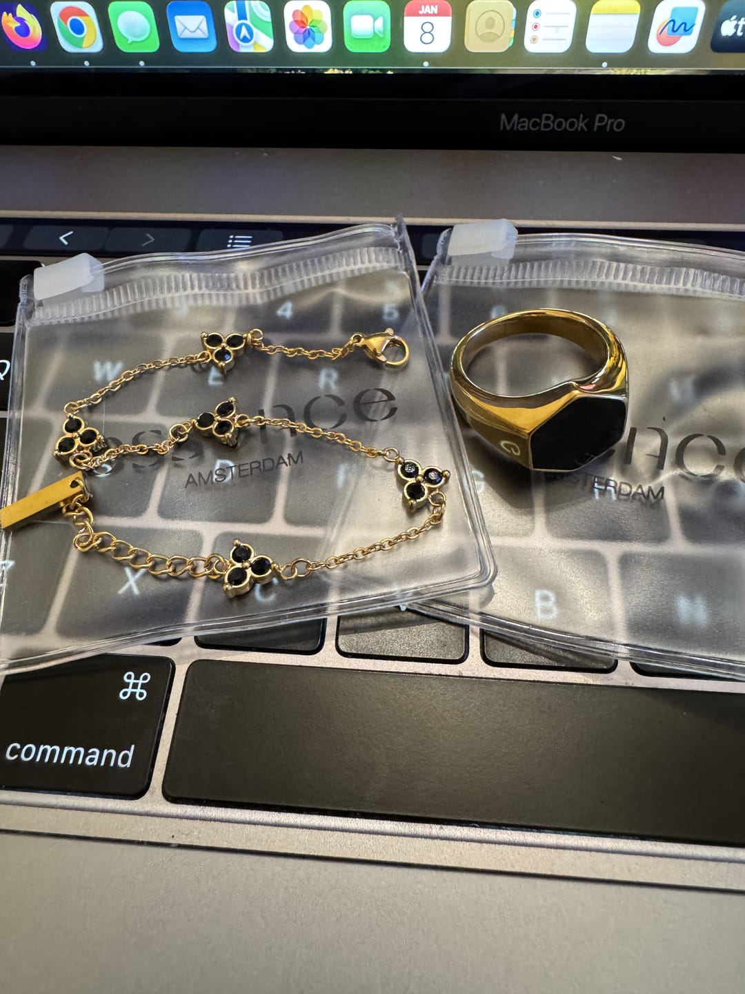 Customer photo review of Black Clover Bracelet (Gold)