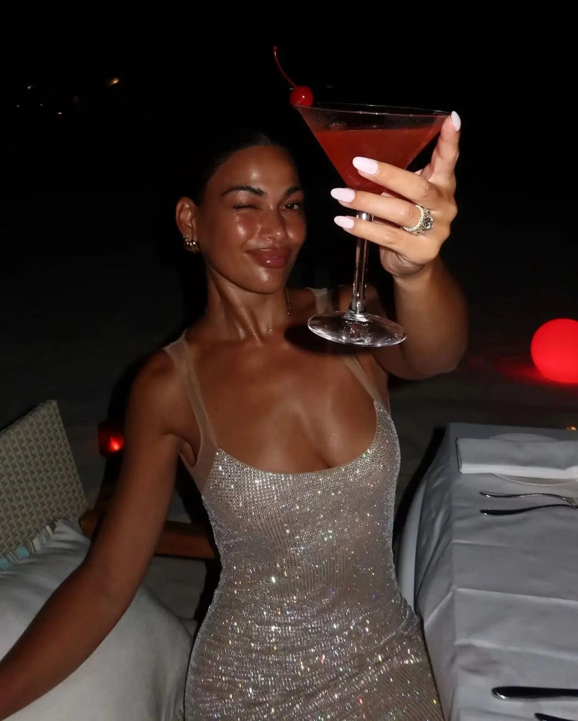 Customer photo review of Sequined Knit Maxi Dress Backless For Evening Party Wear With Glittering Sequin Shine And Satin Finish — Silver | KIMLUD