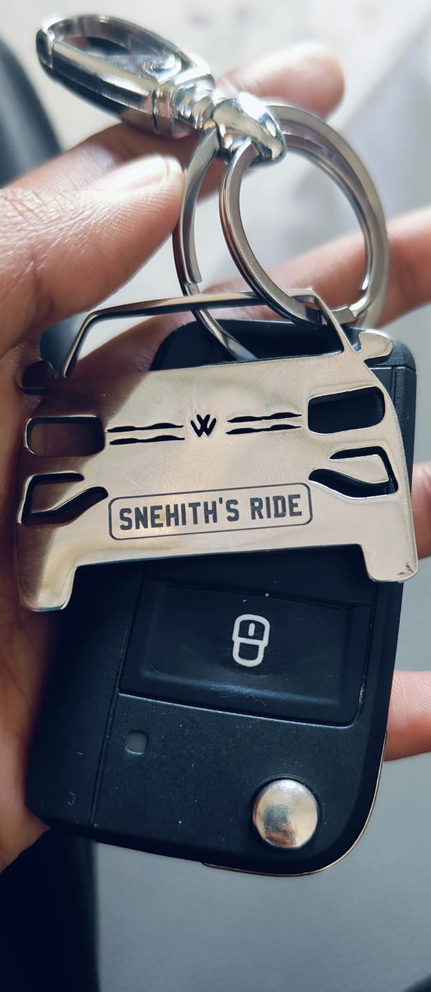 Customer photo review of Personalised Number Plate Car Keychain
