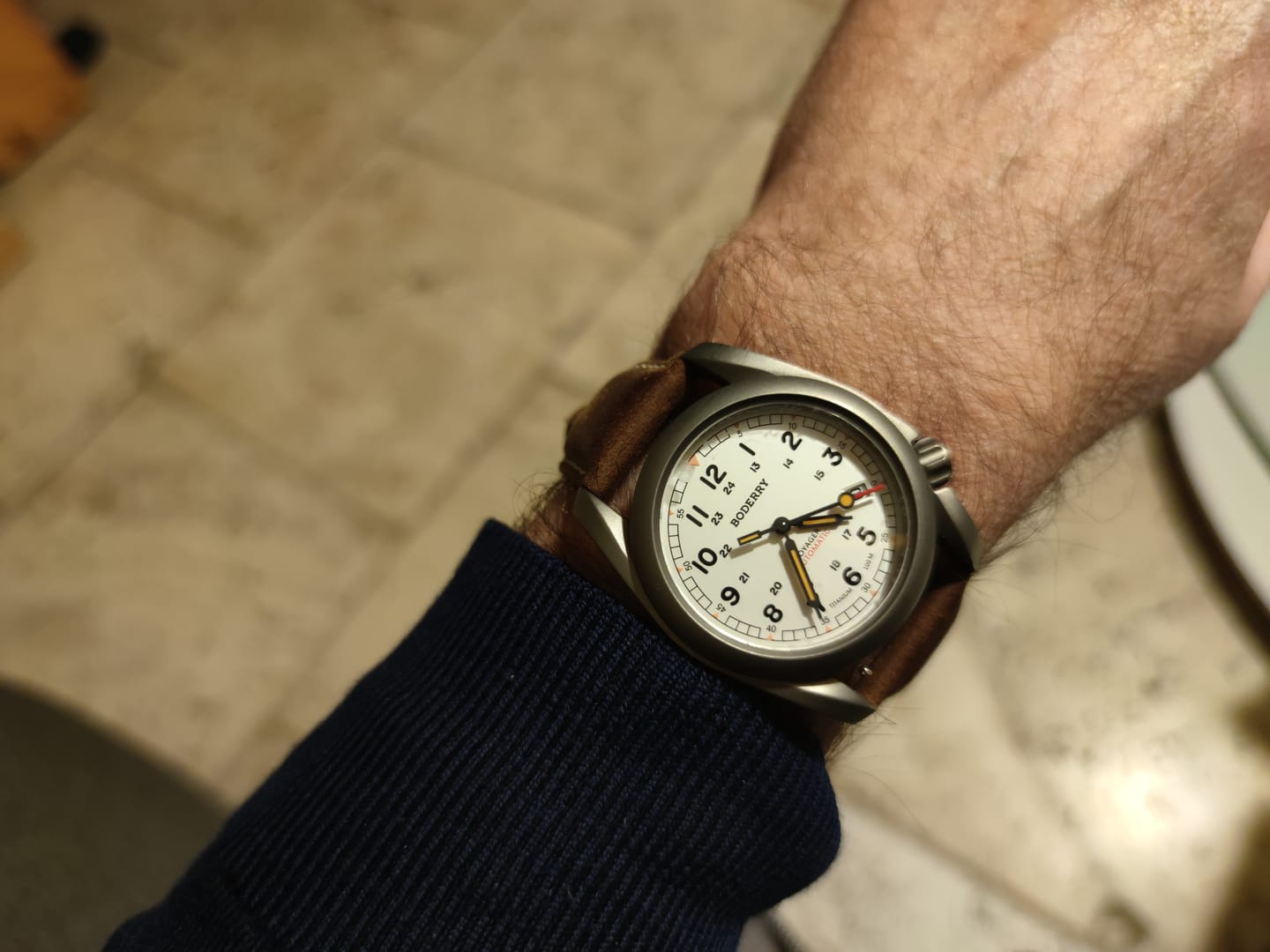 Customer photo review of VOYAGER - 100M Waterproof Titanium Automatic Field Watch | White
