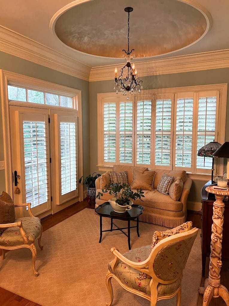 Customer photo review of Painted Wood French Door Plantation Shutter