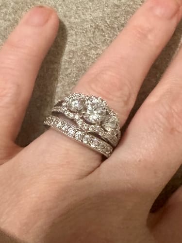 Customer photo review of 3-Stone 0.8ct CZ Split Shank Ring in Sterling Silver
