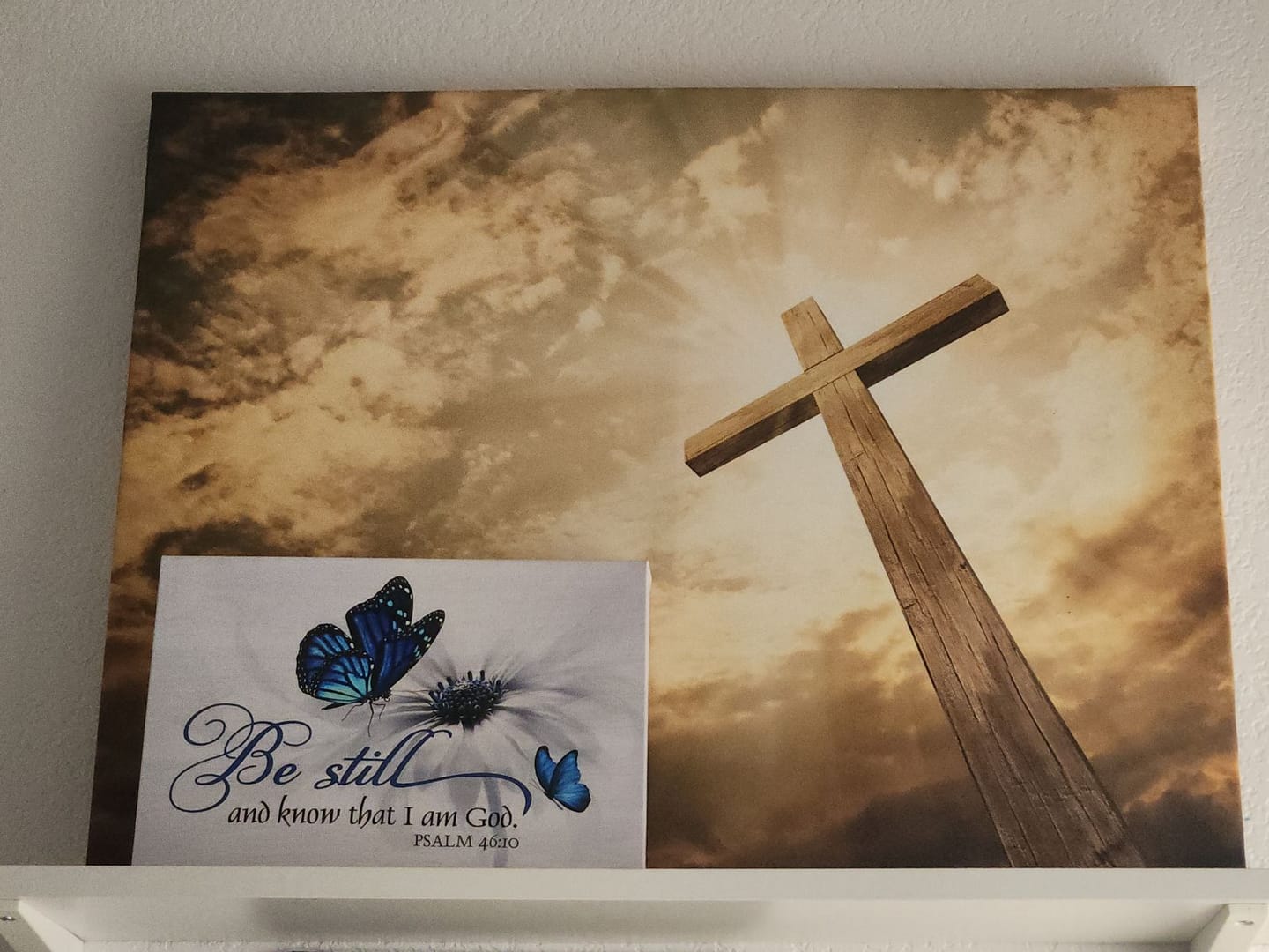 Customer photo review of Butterfly Flower Be Still And Know That I Am God Psalm 46:10 Wall Art Canvas
