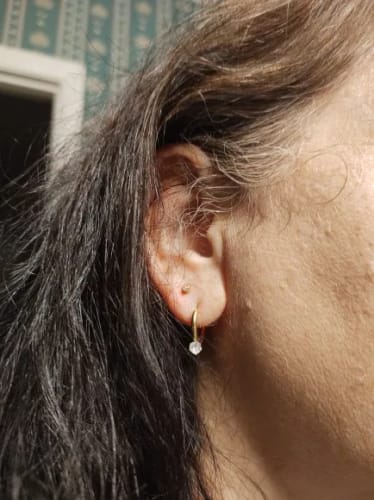 Customer photo review of Solitaire Hoop Earrings