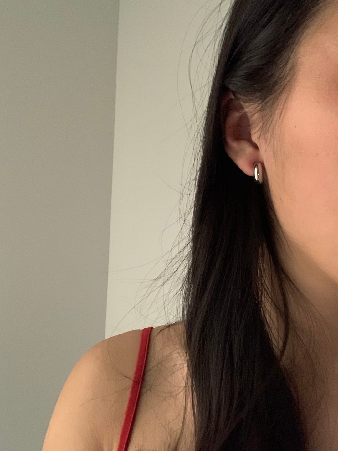 Customer photo review of Simple Huggie Clip On Earrings in Silver