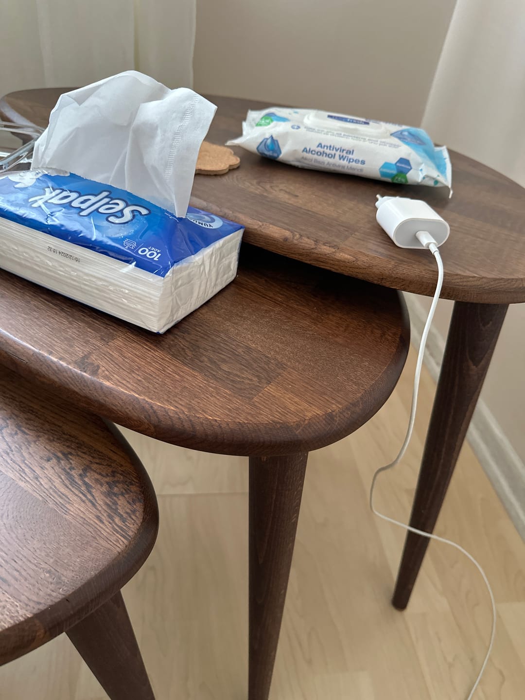 Customer photo review of Zigon Sehpa 3'lü Set - Masif Ahşap Meşe Ağacı (Ercol Stil)