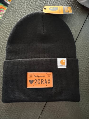 Customer photo review of Custom Carhartt Beanies Leather Patch Laser Engraved