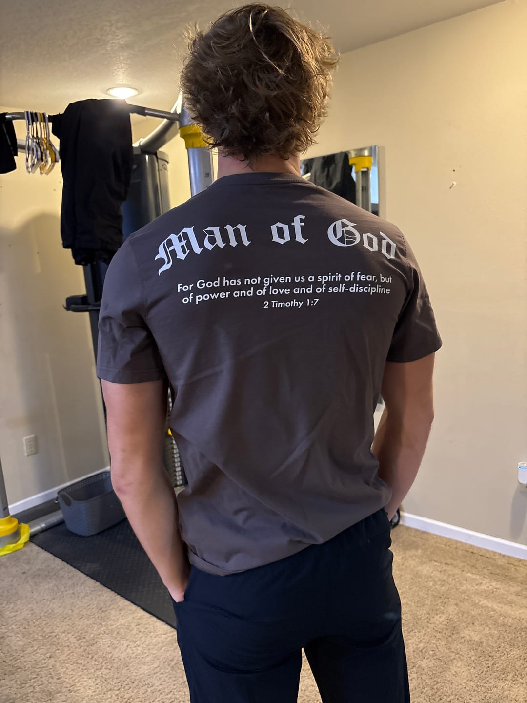 Customer photo review of Man of God Performance Tee