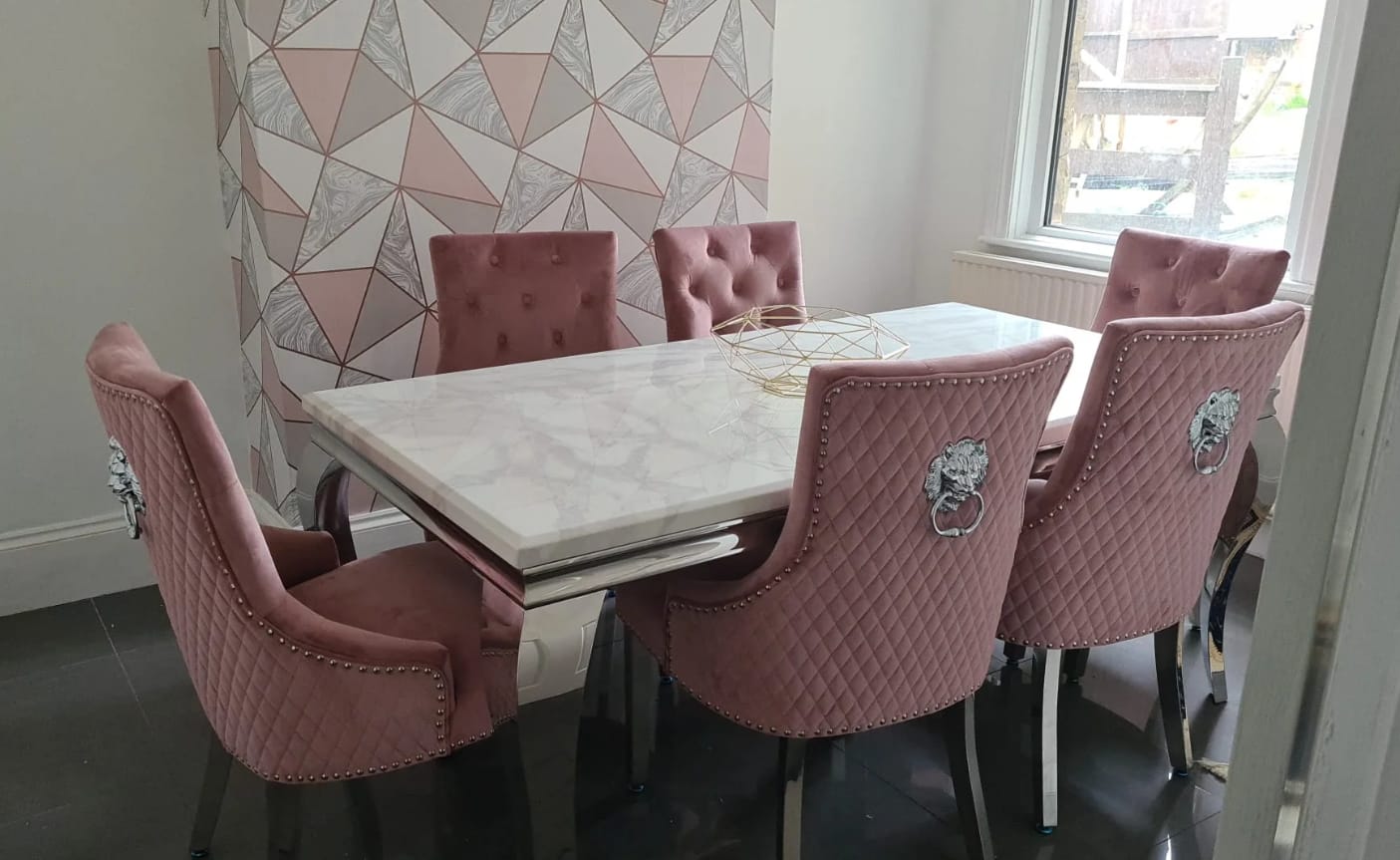Customer photo review of Louis Chrome Dining Table