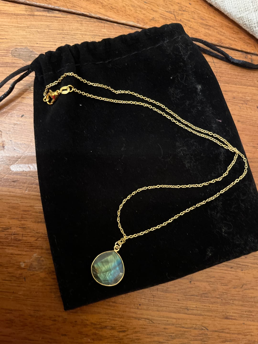 Customer photo review of Labradorite Crystal Necklace for a Positive Change in Your Life & for Strengthening Intuition