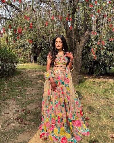 Customer photo review of Floral Designer Trendy Party Wear Heavy Sequins Embroidery Lehenga Choli