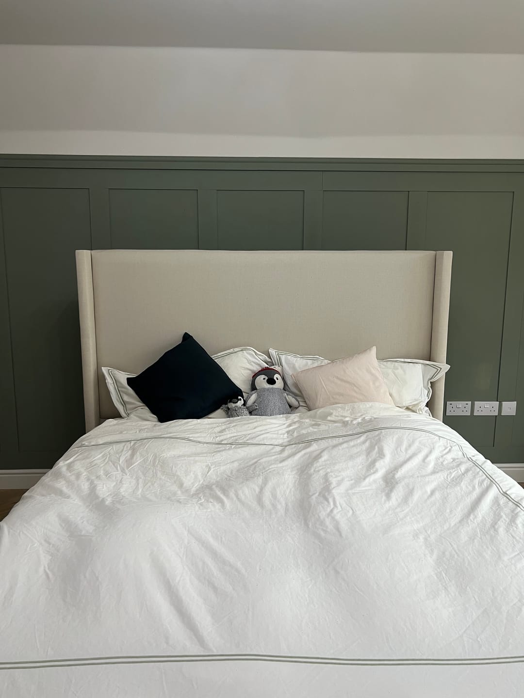 Customer photo review of Venus Linen Wingback Bed Frame with Divan or Ottoman Storage
