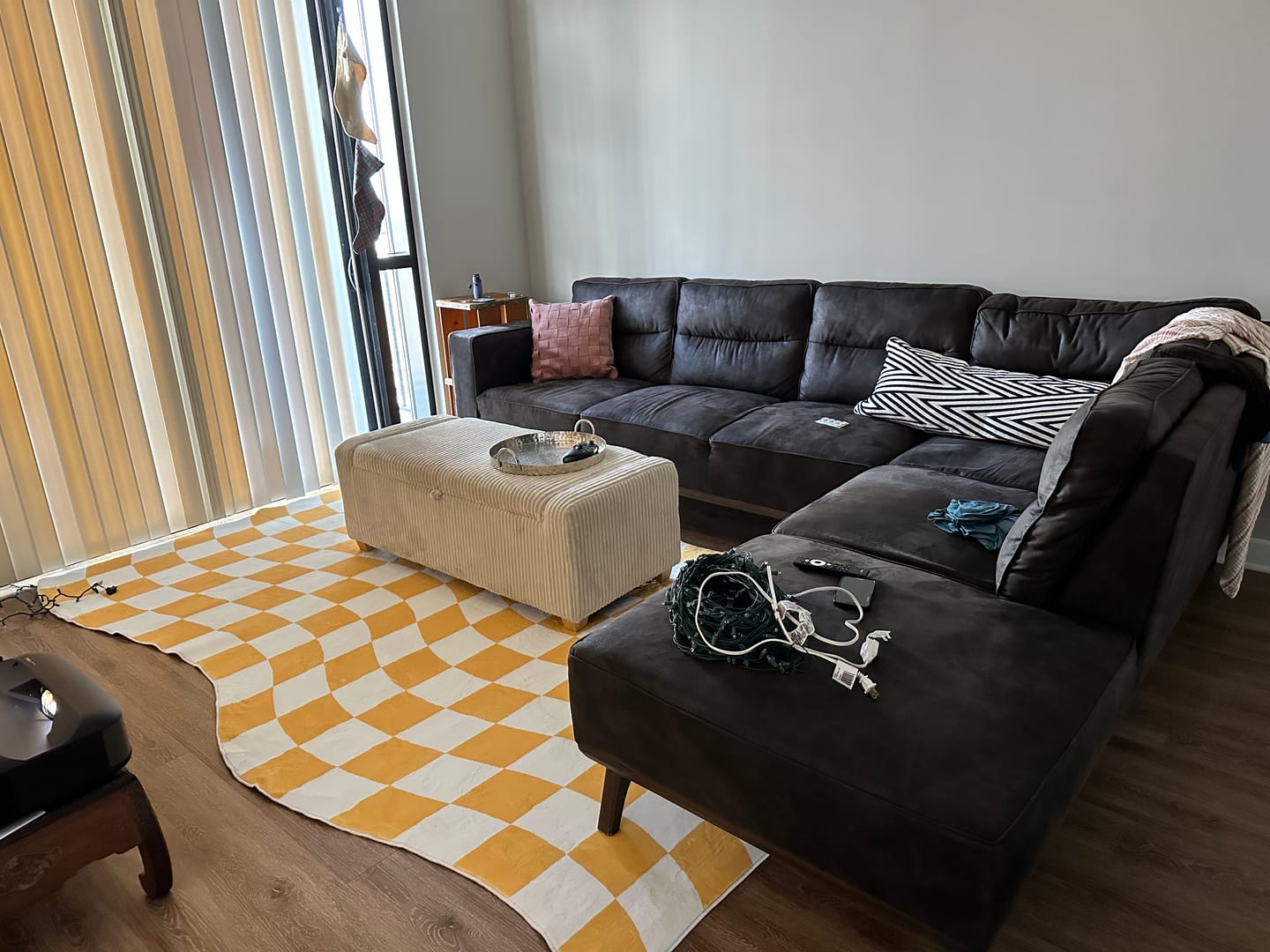 Customer photo review of Yellow Wavy Checkered Rug