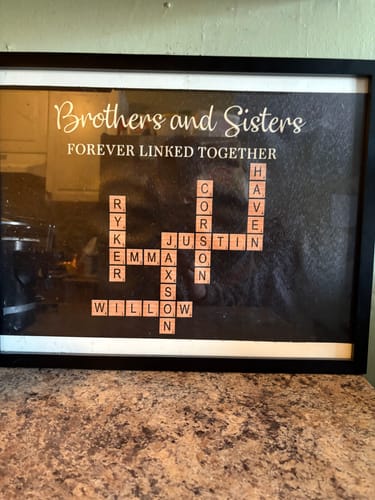 Customer photo review of Brothers & Sisters Forever Linked Together Crossword Puzzle Art Personalized Poster, Gift For Brothers, Sisters, Siblings, Family