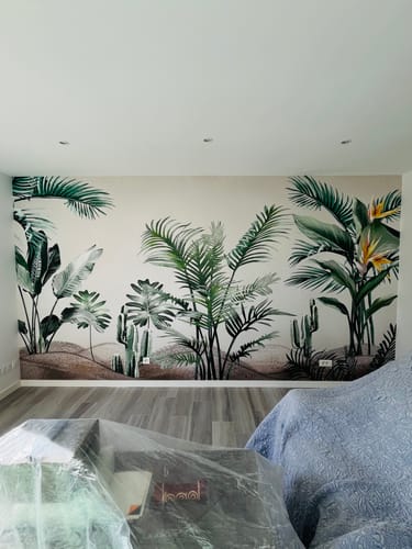 Customer photo review of Papier peint panoramique tendance tropicale oiseau du paradis