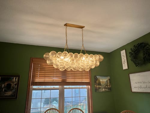Customer photo review of Luxe 8-Light Clear Swirled Glass Globe Bubble Island Chandelier