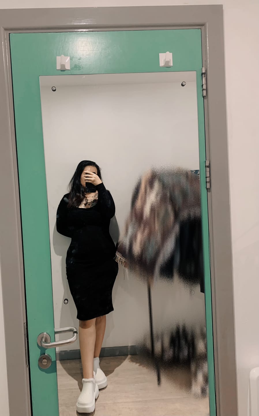 Customer photo review of Long Sleeve Midi Shapewear Dress