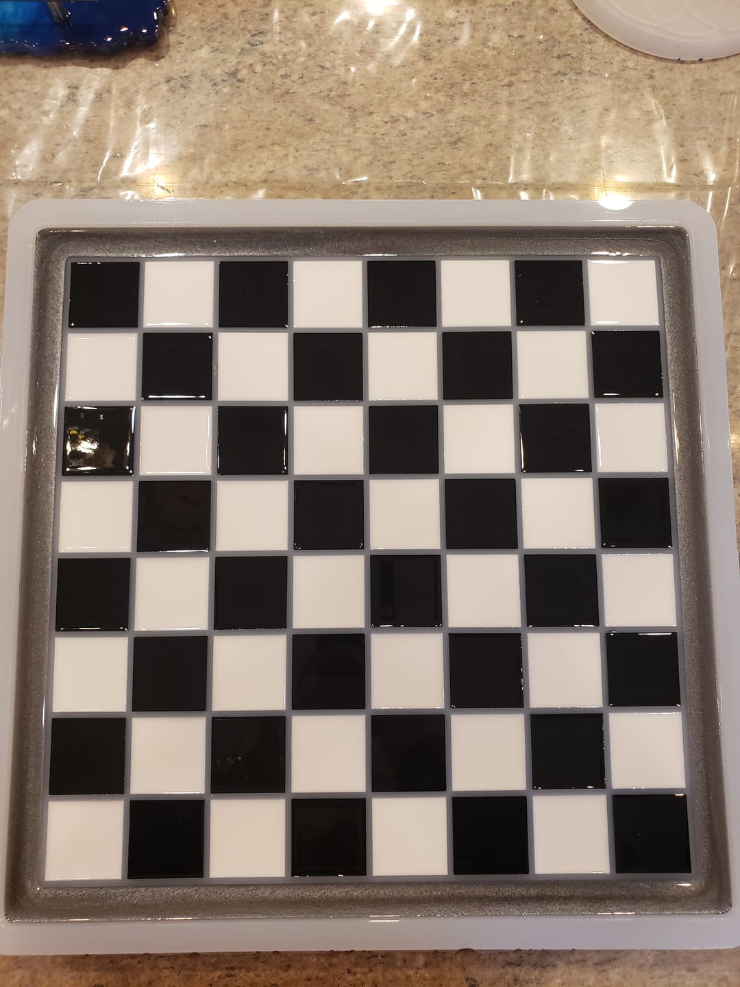 Customer photo review of 14.5x14.5x0.5" Medium Chess Board Silicone Mold With 1.5" Squares