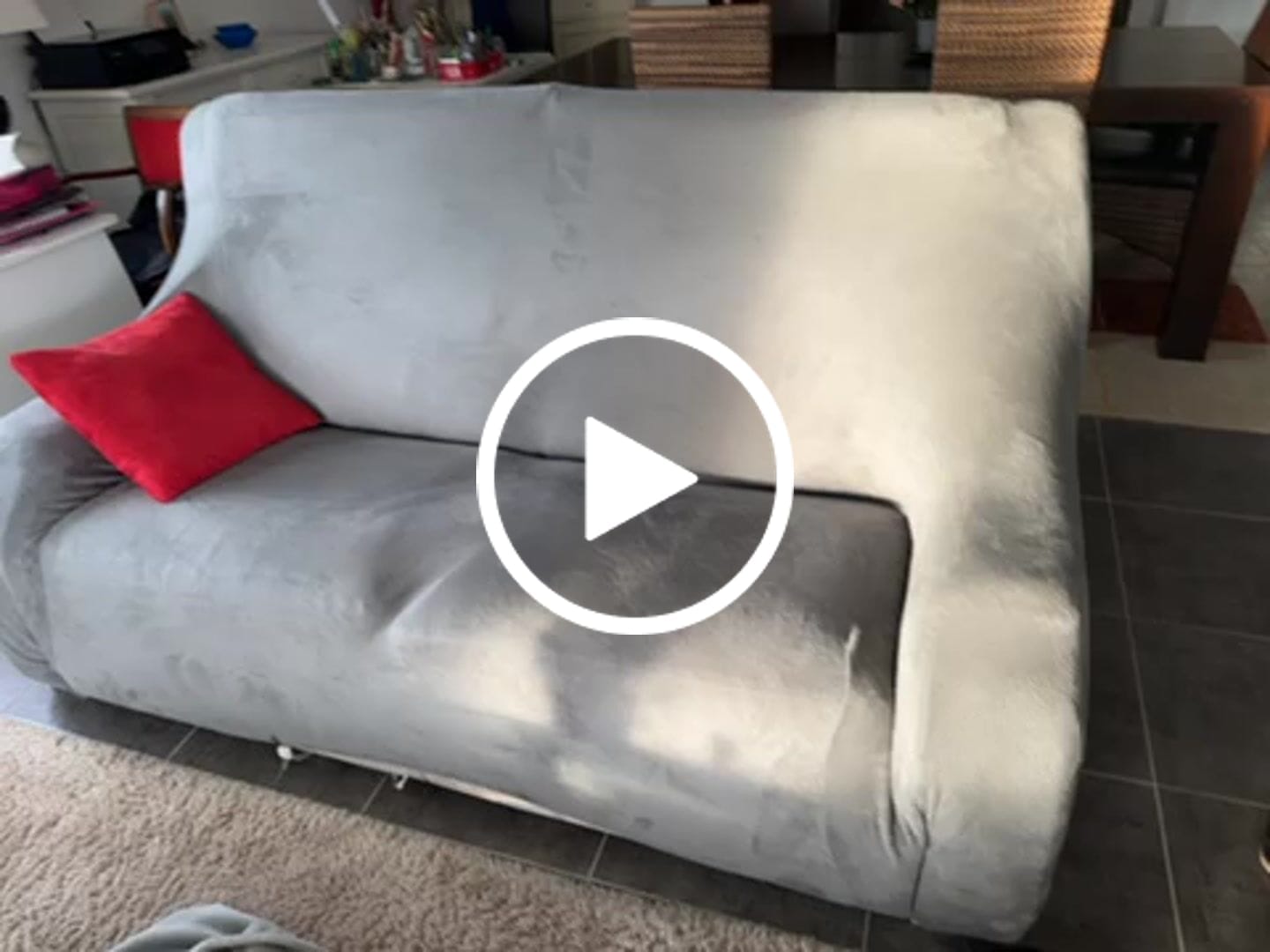 Customer video review of Gris Clair - Housse Canapé Velours