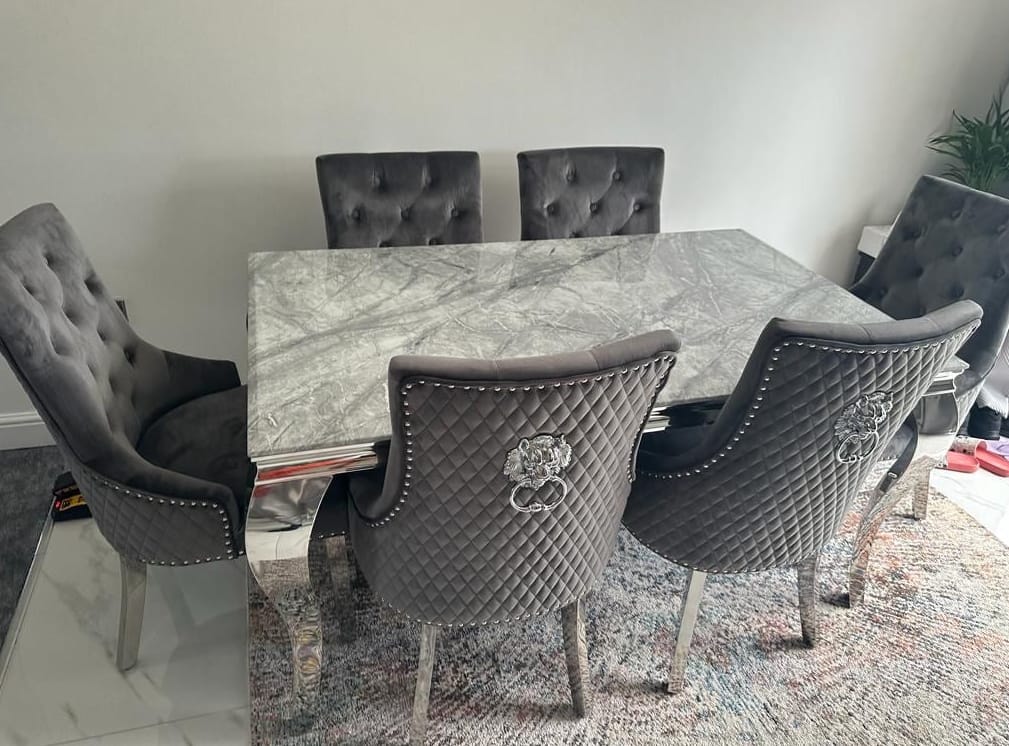 Customer photo review of Louis Chrome Dining Table