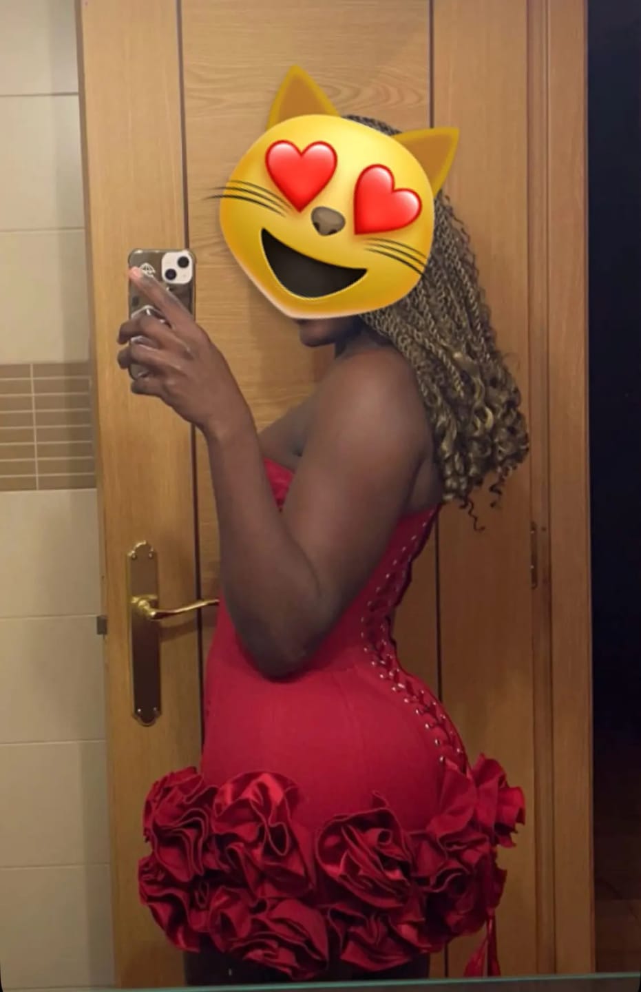 Customer photo review of Strapless Ball Gown Mini Dress Silhouette — Red | KIMLUD