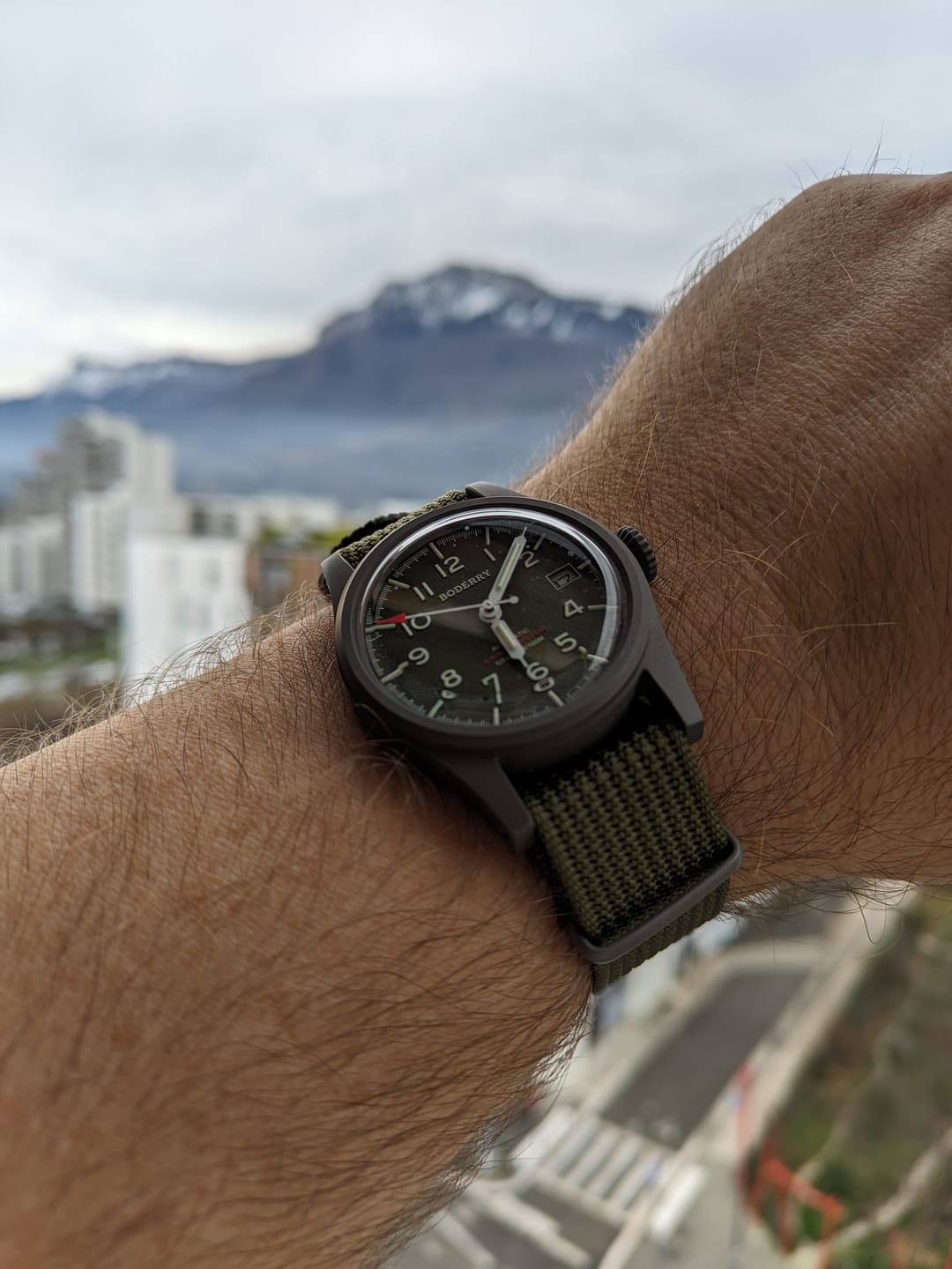 Customer photo review of LANDMASTER - 100M Waterproof Titanium Automatic Field Watch | Green