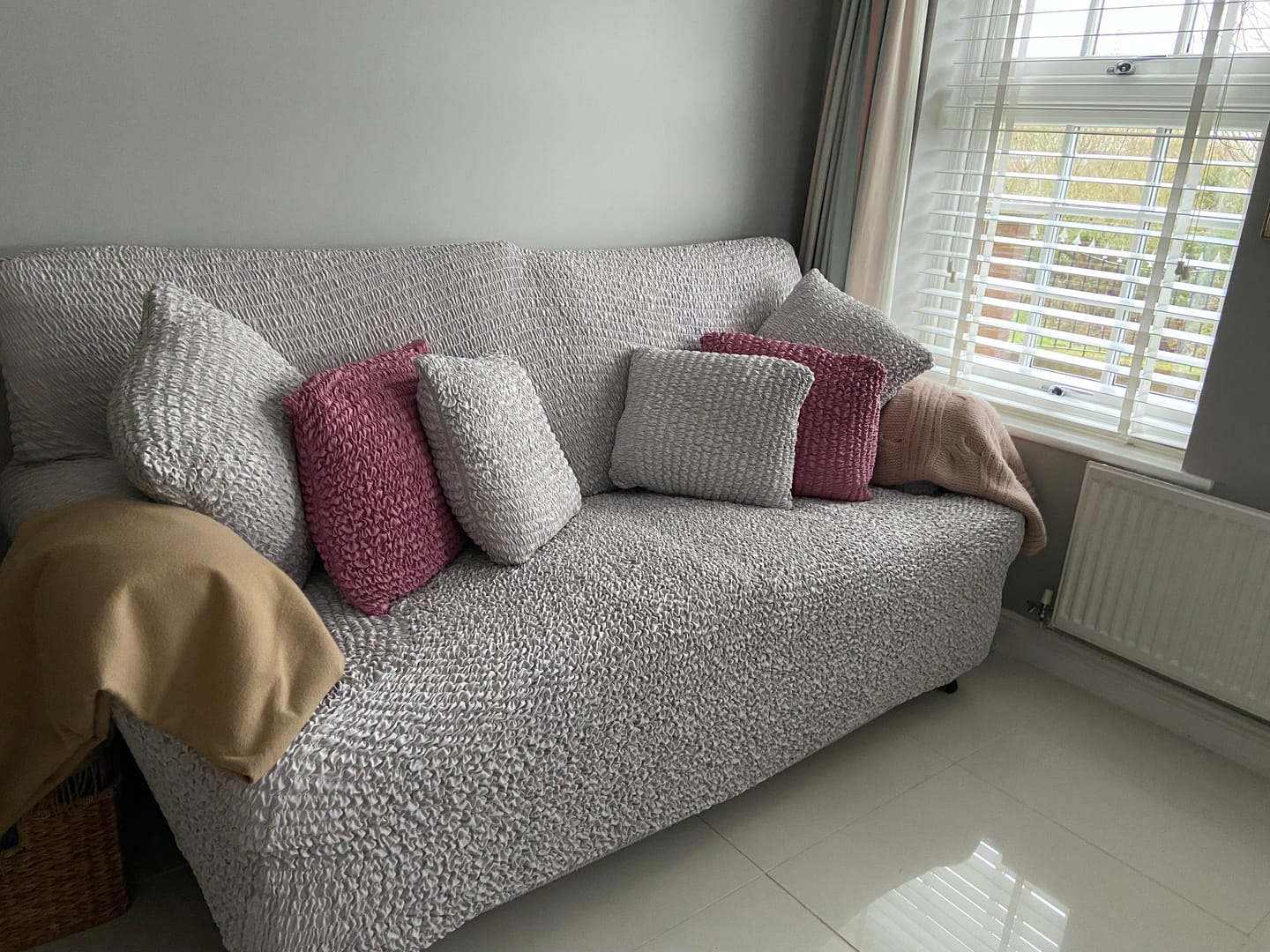 Customer photo review of 3 Seater Sofa Cover - Pearl, Microfibra