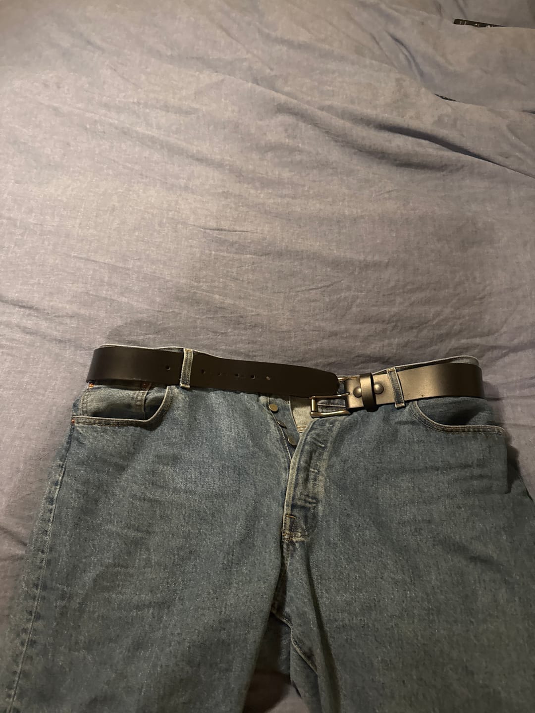 Customer photo review of Black 45 mm 100% Full Grain Bridle Leather Belt for Jeans