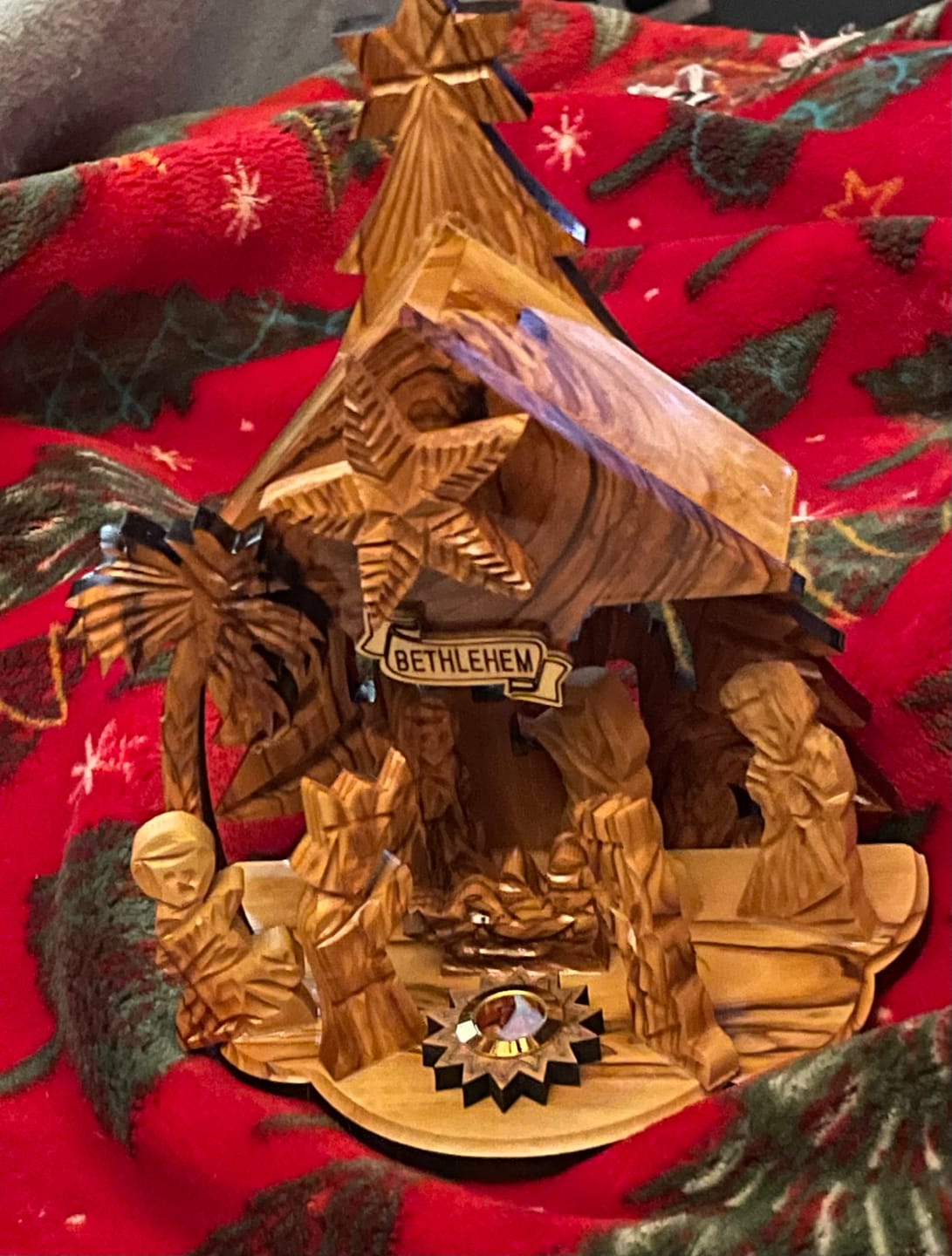Customer photo review of Olive Wood Nativity Scene with Music Box - (8x6 Inches)