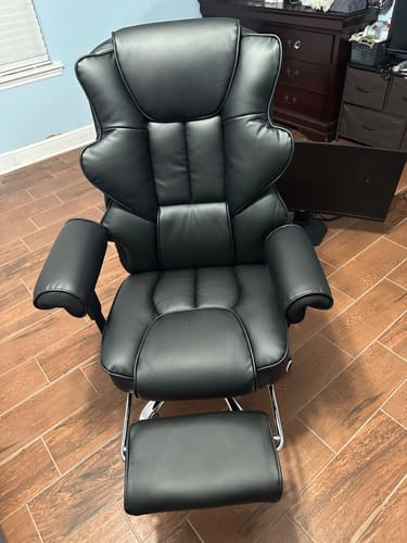 Customer photo review of 6-Point Massage Heat Ergonomic Reclining Office Chair with Footrest Black