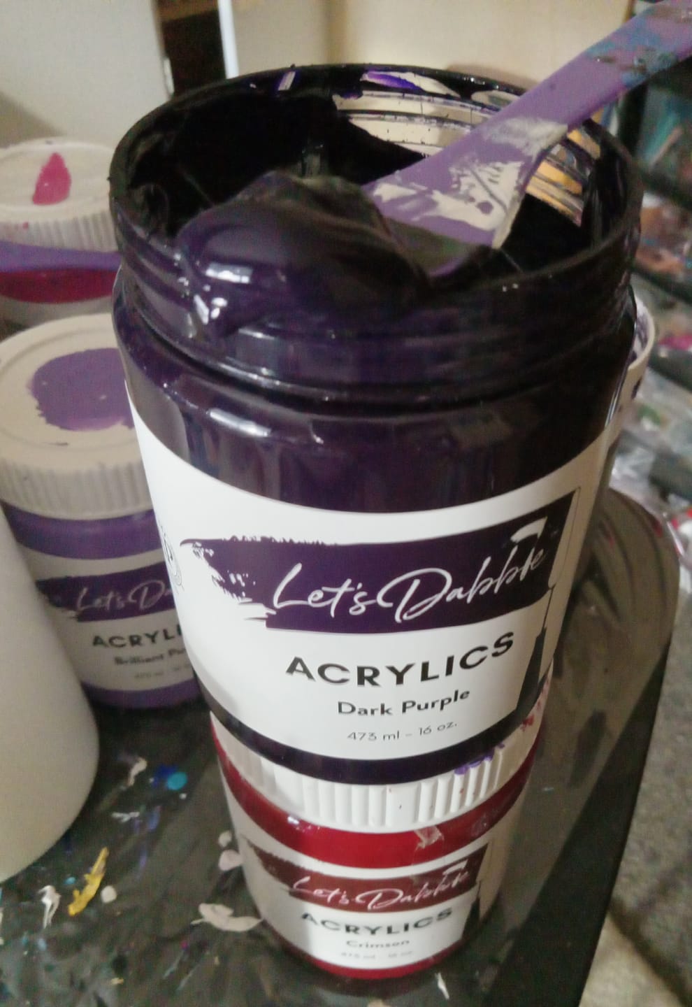 Customer photo review of DabblePaints™️ Deep Purple — Thick-Body Acrylic Paint