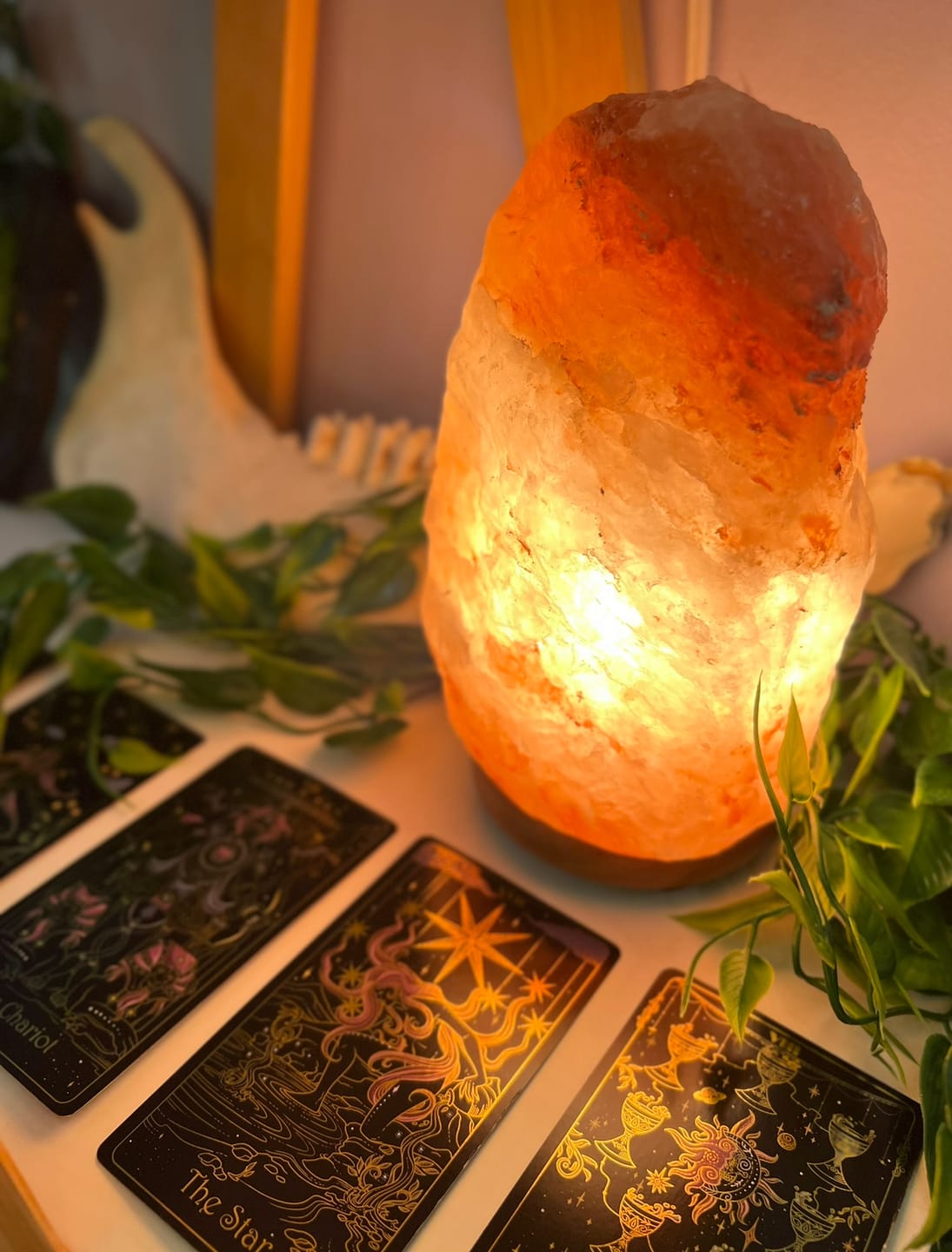 Customer photo review of Tridevia Golden Foil 78-Card Tarot Deck with Enlightening Affirmations in a Luxury Collector’s Box
