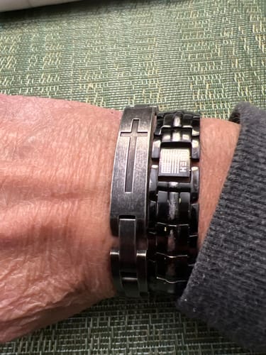 Customer photo review of Lord's Prayer Bracelet (Size M-L or L-XL): Helps Pair Veterans With A Service Dog Or Shelter Dog