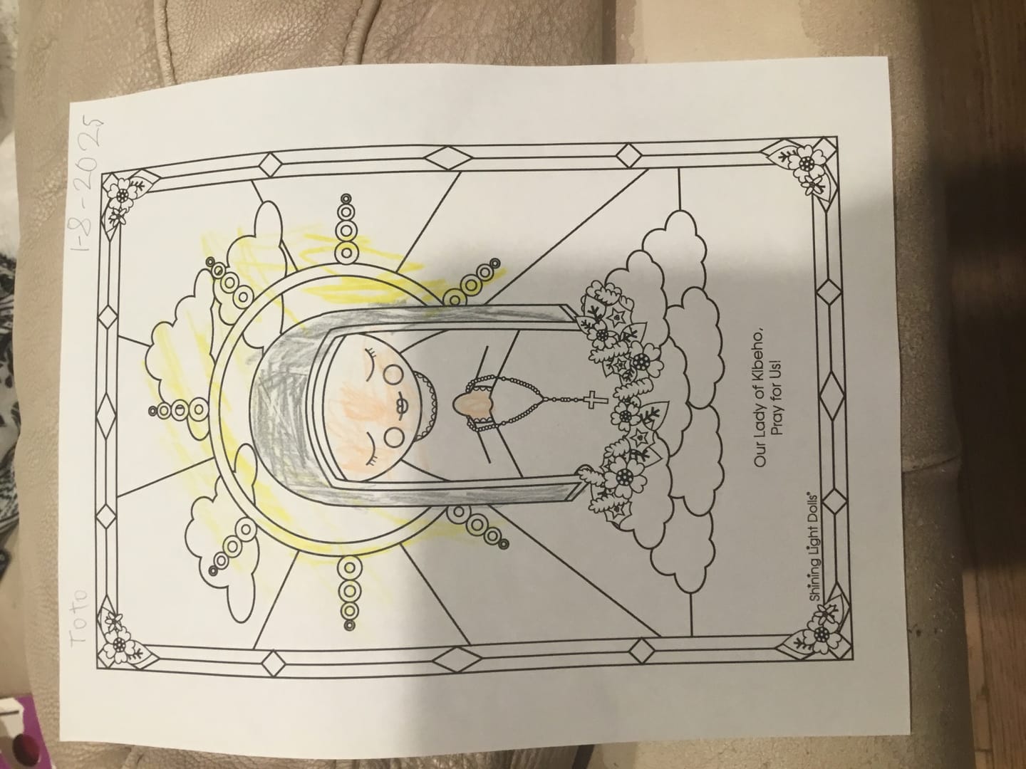 Customer photo review of November Saints Coloring Sheets - Digital Download