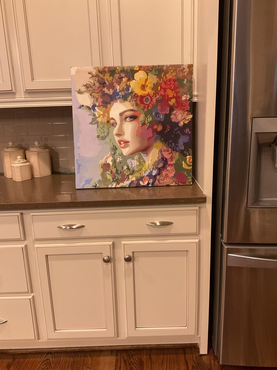 Customer photo review of Paint by Numbers - Floral Awakening, Young Woman