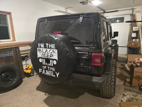 Customer photo review of I'm the Black Jeep of the Family - Jeep Spare Tire Cover Design - Made in USA