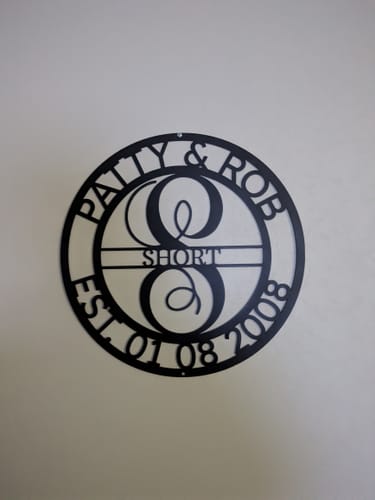 Customer photo review of Elaborate Name - Steel Sign