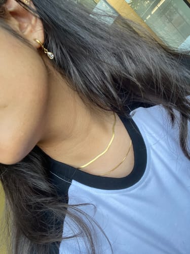 Customer photo review of Solitaire Drop Hoop Earrings