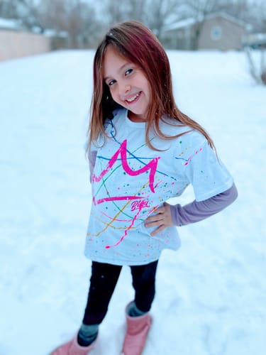 Customer photo review of White Splatter Crown T-Shirt