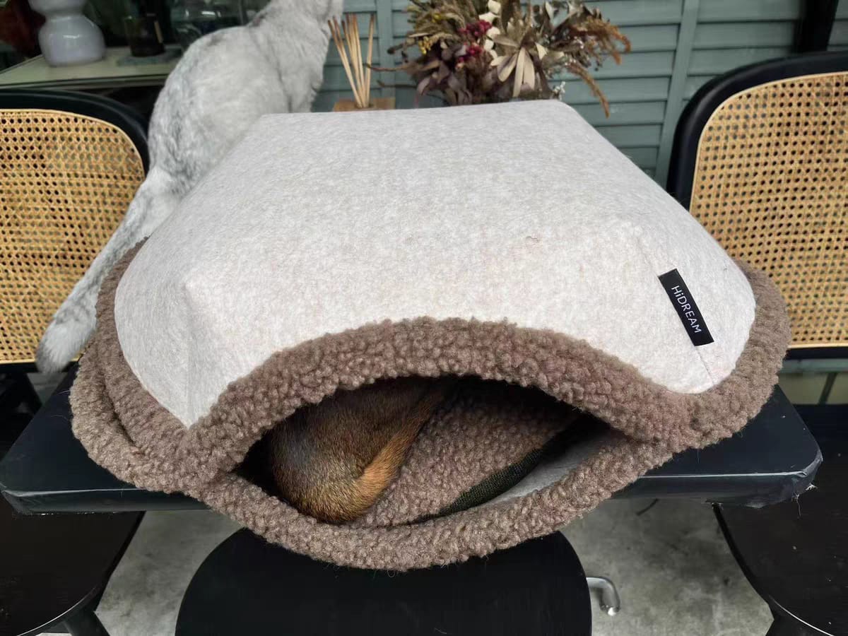 Customer photo review of Semi-Enclosed Dual-Mode Shell Cat Bed