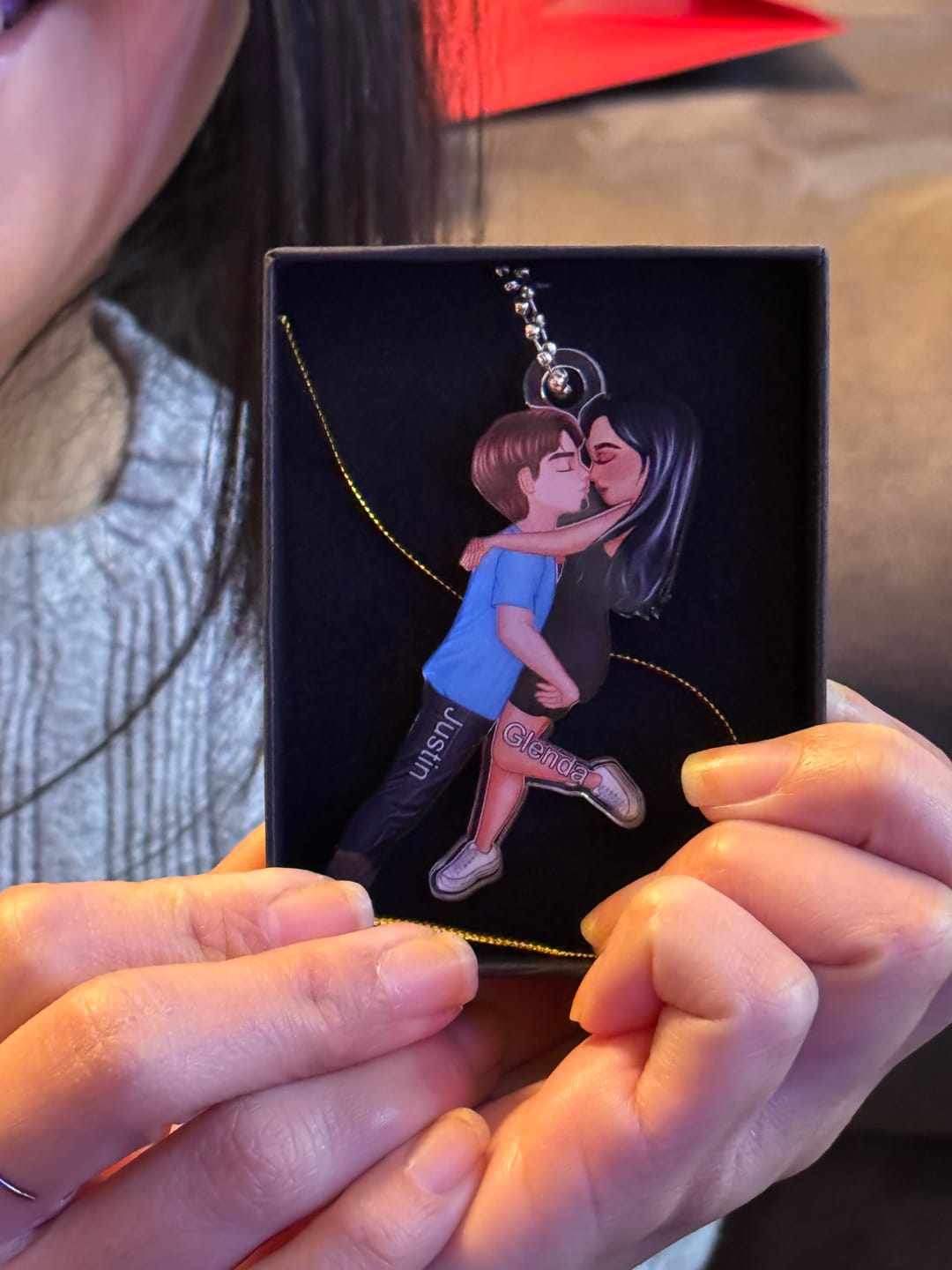 Customer photo review of Doll Couple Kissing Hugging  Personalized Ornament