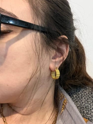 Customer photo review of Three Row Gold Hoop Earrings