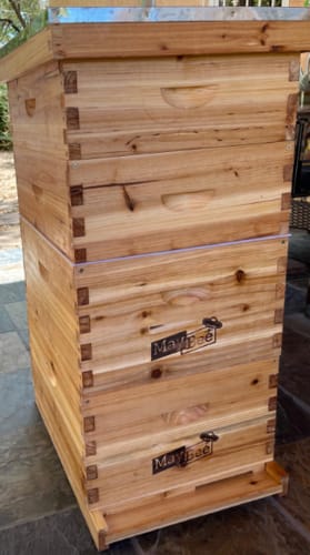 Customer photo review of MayBee Hives 10 Frame 4 Layer Cedar Wood Beehive Dipped in 100% Beeswax, Include 2 Deep Bee Boxes 2 Medium Super Bee Boxes with Pine Wooden Frames and Beeswax Plastic Foundation,Complete beehive kits
