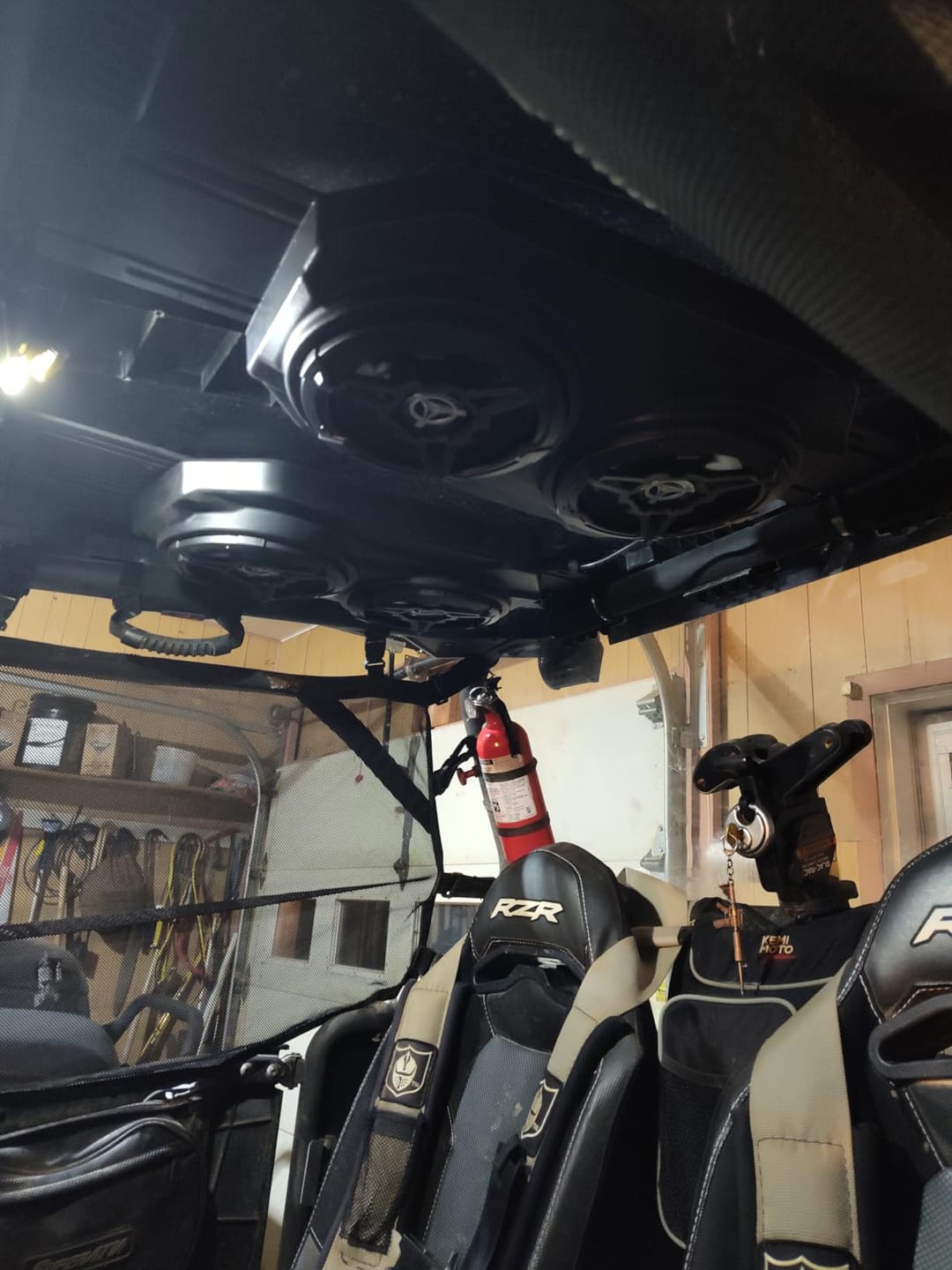 Customer photo review of UTV Sound System 6.5 Inch Speakers Overhead Stereo Bluetooth Fits 1.625-1.9in Roll Cages