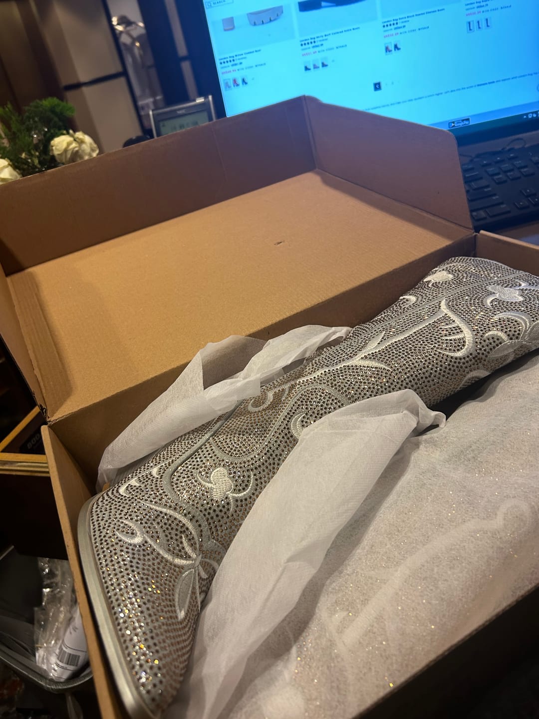 Customer photo review of Glitter Boots In Silver (Calf Boots)